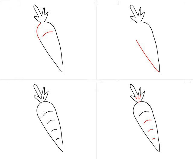 Lekcje z dziećmi: jak rysować marchewki etapami
